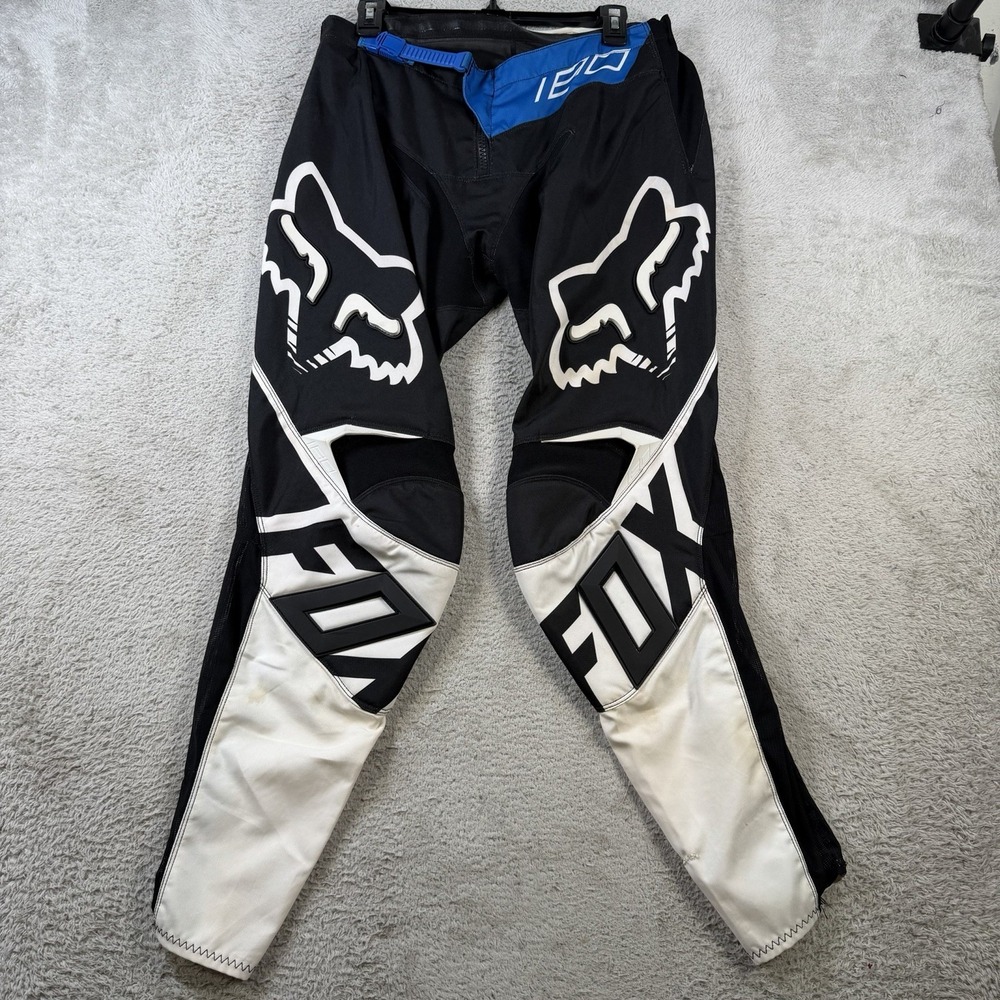 Fox Racing Pants Mens 34 Black White 180 Motocross ATV Riding Stretch Dirtbike